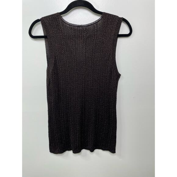 Chico's Sleeveless Ribbed Knit V Neck Tank Sweater Pullover Brown Women Size 2 M - Picture 5 of 7